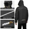imageAPEXUP Packable Rain Jacket Men with Reflective Zipper Lightweight Waterproof Raincoat Mens Rain Jacket for Outdoor SportsBlack