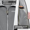 imageAPEXUP Packable Rain Jacket Men with Reflective Zipper Lightweight Waterproof Raincoat Mens Rain Jacket for Outdoor SportsGrey
