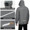 imageAPEXUP Packable Rain Jacket Men with Reflective Zipper Lightweight Waterproof Raincoat Mens Rain Jacket for Outdoor SportsGrey
