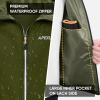 imageAPEXUP Packable Rain Jacket Men with Reflective Zipper Lightweight Waterproof Raincoat Mens Rain Jacket for Outdoor SportsOlive