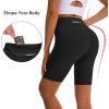 imageAPEXUP Workout Shorts 8quot Biker Shorts Women High Waist Spandex Yoga Shorts with Side ampamp Inner PocketsBlack1pk