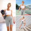imageAPEXUP Workout Shorts 8quot Biker Shorts Women High Waist Spandex Yoga Shorts with Side ampamp Inner PocketsChiseled Stone