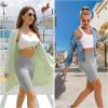 imageAPEXUP Workout Shorts 8quot Biker Shorts Women High Waist Spandex Yoga Shorts with Side ampamp Inner PocketsChiseled Stone