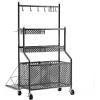 imageAPEXUP Garage Sports Equipment Organizer 4Layer Large Capacity Steel Ball Storage Rack with Wheels Garage Ball Storage for Indoor Outdoor