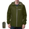 imageAPEXUP Packable Rain Jacket Men with Reflective Zipper Lightweight Waterproof Raincoat Mens Rain Jacket for Outdoor SportsOlive