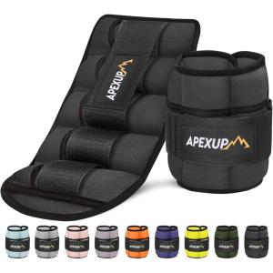 imageAPEXUP 10lbsPair Adjustable Ankle Weights for Women and Men Modularized Leg Weight Straps for Yoga Walking Running Aerobics GymBlack