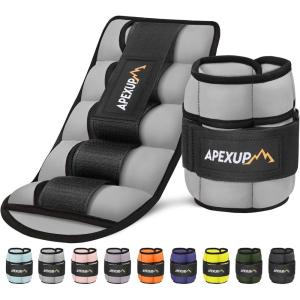 imageAPEXUP 10lbsPair Adjustable Ankle Weights for Women and Men Modularized Leg Weight Straps for Yoga Walking Running Aerobics GymGray