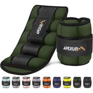 imageAPEXUP 10lbsPair Adjustable Ankle Weights for Women and Men Modularized Leg Weight Straps for Yoga Walking Running Aerobics GymGreen