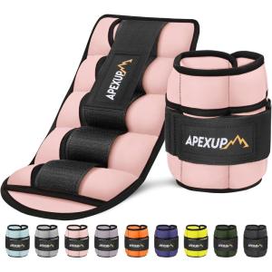 imageAPEXUP 10lbsPair Adjustable Ankle Weights for Women and Men Modularized Leg Weight Straps for Yoga Walking Running Aerobics GymPastel Pink