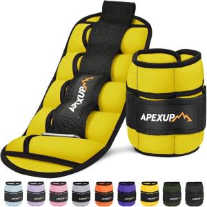 imageAPEXUP 10lbsPair Adjustable Ankle Weights for Women and Men Modularized Leg Weight Straps for Yoga Walking Running Aerobics GymYellow