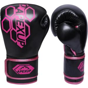 imageAPEXUP Boxing Gloves Men Women Pro Training Sparring Heavy Bag Gloves for MMA Kickboxing Muay ThaiRose Red