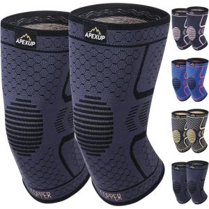 imageAPEXUP Compression Knee Brace for Women Copper Compression Sleeve for Knee Support Arthritis Pain Relief Meniscus Tear ACL RunningBlack