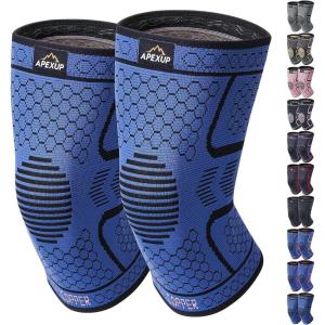 imageAPEXUP Compression Knee Brace for Women Copper Compression Sleeve for Knee Support Arthritis Pain Relief Meniscus Tear ACL RunningBlueBlack