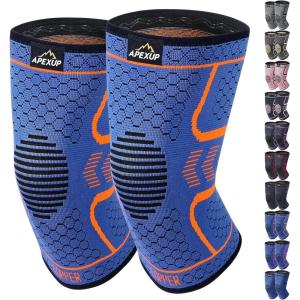 imageAPEXUP Compression Knee Brace for Women Copper Compression Sleeve for Knee Support Arthritis Pain Relief Meniscus Tear ACL RunningBlueOrange