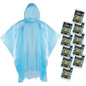 imageAPEXUP Disposable Rain Ponchos for Adults Emergency Rain Poncho for Camping Hiking TravellingBlue 10 Pack