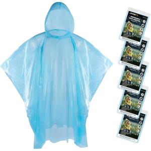 imageAPEXUP Disposable Rain Ponchos for Adults Emergency Rain Poncho for Camping Hiking TravellingBlue 5 Pack