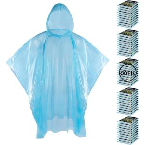 imageAPEXUP Disposable Rain Ponchos for Adults Emergency Rain Poncho for Camping Hiking TravellingBlue 50 Pack