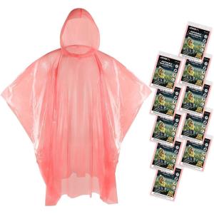 imageAPEXUP Disposable Rain Ponchos for Adults Emergency Rain Poncho for Camping Hiking TravellingRed 10 Pack