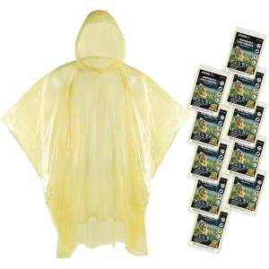 imageAPEXUP Disposable Rain Ponchos for Adults Emergency Rain Poncho for Camping Hiking TravellingYellow 10 Pack