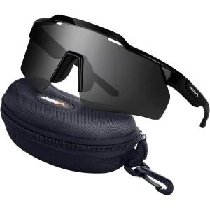imageAPEXUP Sports Polarized Sunglasses for Men Women UV400 Protection Mens Sunglasses for Cycling FishingBright Black Frame  Grey Lenses