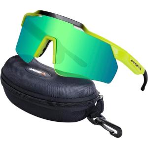 imageAPEXUP Sports Polarized Sunglasses for Men Women UV400 Protection Mens Sunglasses for Cycling FishingBright Green Frame  Fluorescent Green Lenses