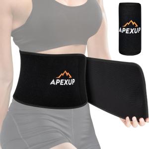 imageAPEXUP Sweat Waist Trainer for Women and Men Neoprene Waist Trimmer Belt Slimming Sweat Band with Removable Lumbar Support Bar for Workouts Black L