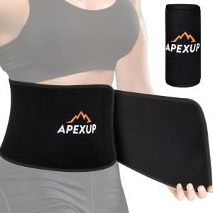 imageAPEXUP Sweat Waist Trainer for Women and Men Neoprene Waist Trimmer Belt Slimming Sweat Band with Removable Lumbar SupportBlack