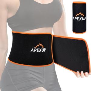 imageAPEXUP Sweat Waist Trainer for Women and Men Neoprene Waist Trimmer Belt Slimming Sweat Band with Removable Lumbar SupportOrange