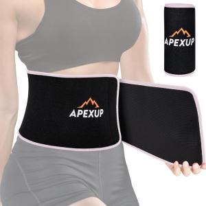 imageAPEXUP Sweat Waist Trainer for Women and Men Neoprene Waist Trimmer Belt Slimming Sweat Band with Removable Lumbar SupportPink