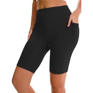 imageAPEXUP Workout Shorts 8quot Biker Shorts Women High Waist Spandex Yoga Shorts with Side ampamp Inner PocketsBlack1pk