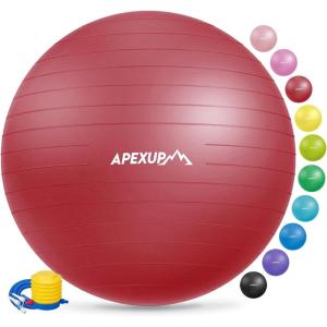 imageAPEXUP Yoga ampamp Pilates Ball  Anti Slip Heavy Duty Gym Ball for Fitness Balance ampamp Core WorkoutRed