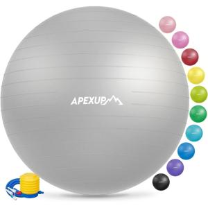 imageAPEXUP Yoga ampamp Pilates Ball  Anti Slip Heavy Duty Gym Ball for Fitness Balance ampamp Core WorkoutSilver