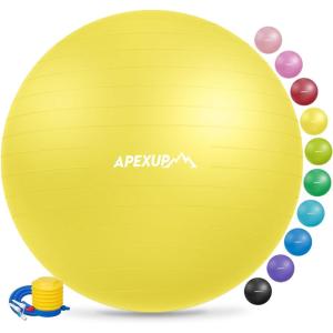 imageAPEXUP Yoga ampamp Pilates Ball  Anti Slip Heavy Duty Gym Ball for Fitness Balance ampamp Core WorkoutYellow