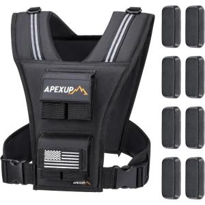 imageAPEXUP Adjustable Weighted Vest Men 20lbs30lbs40lbs Weights with Reflective Stripe Weight Vest Woman Workout Vest for Strength Training Running Walking20lbs