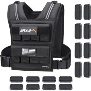imageAPEXUP Adjustable Weighted Vest Men 20lbs30lbs40lbs Weights with Reflective Stripe Weight Vest Woman Workout Vest for Strength Training Running Walking40lbs