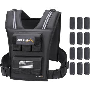 imageAPEXUP Adjustable Weighted Vest Men 20lbs30lbs40lbs Weights with Reflective Stripe Weight Vest Woman Workout Vest for Strength Training Running Walking30lbs