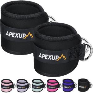imageAPEXUP Ankle Strap for Cable Machine Ankle Resistance Bands Cable Kick Back Straps for Gym Glute Workouts Leg Extensions Adjustable Straps with Neoprene PaddingBlack