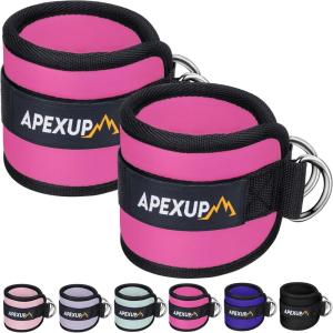 imageAPEXUP Ankle Strap for Cable Machine Ankle Resistance Bands Cable Kick Back Straps for Gym Glute Workouts Leg Extensions Adjustable Straps with Neoprene PaddingRose Red