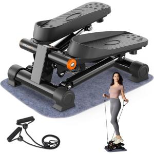 imageAPEXUP Steppers for Exercise at Home Stair Stepper with Resistance Bands and Mat 330LBS Loading Capacity Mini Stepper with LCD Monitor for Full Body Workout Cardio