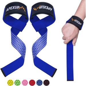imageAPEXUP Weight Lifting Straps for Weightlifting Lifting Wrist Straps Gym Deadlift Strap Anti Slip Silicone Weightlifting Strap Men Women Powerlifting Strength TrainingBlue