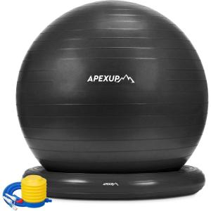 imageAPEXUP Yoga Ball Chair Exercise Ball Chair with Base for Office Anti Slip Stability Ball Fitness Ball Seat Home Gym Workout Ball Balance Ball with Pump Blue LBlack