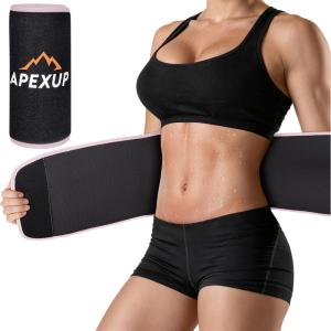 imageAPEXUP Waist Trainer for Women Lower Belly Fat Men Sweat Band Stomach Wrap Waist Trimmer with Removable Lumbar SupportBlackpink