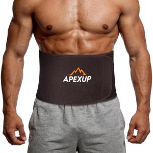 imageAPEXUP Waist Trainer for Women Lower Belly Fat Men Sweat Band Stomach Wrap Waist Trimmer with Removable Lumbar SupportMocha